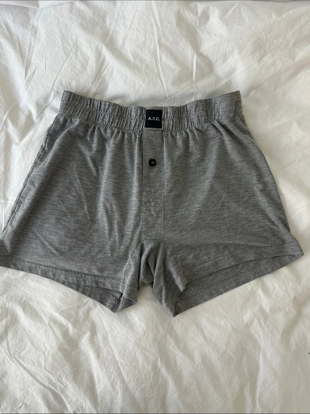 A.P.C. Men's Grey Elastic Waist Cotton Boxers